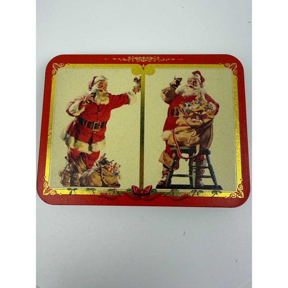 Vintage Coca-Cola Playing Cards 2 Deck Set Santa Claus Christmas Tin Sealed